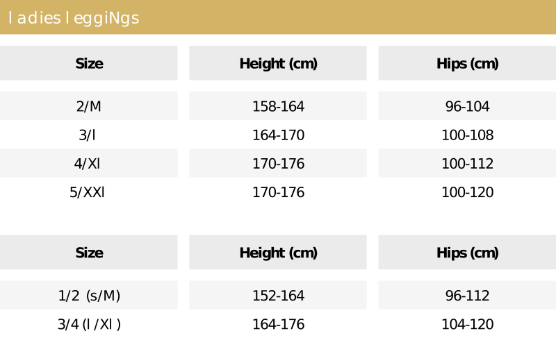 Size chart